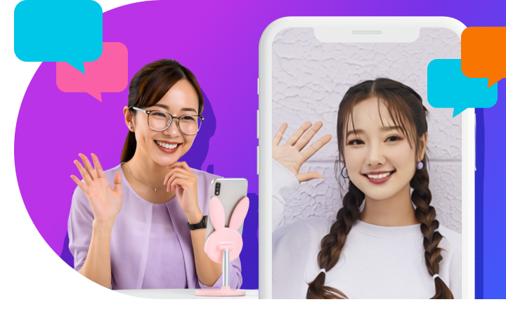 リミスタアプリを通して、ファンとアーティストが一対一で対話を楽しむ様子。
