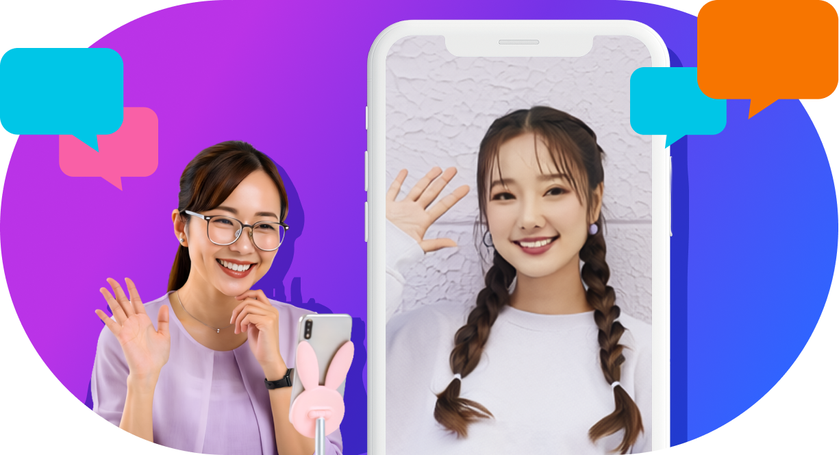 リミスタアプリを通して、ファンとアーティストが一対一で対話を楽しむ様子。